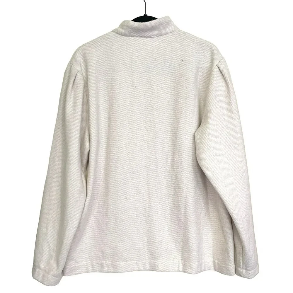 Melloday Herringbone Beige Wool Blend Pea Coat Size Large NWT